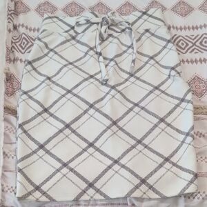 Classic White & Gray Plaid Tie-Waist Skirt